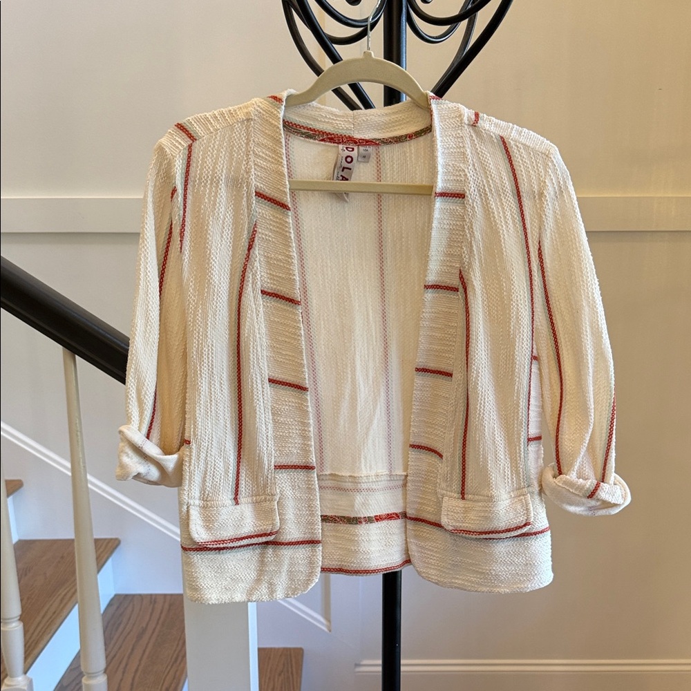 Dolan Cream and Red Striped Cardigan